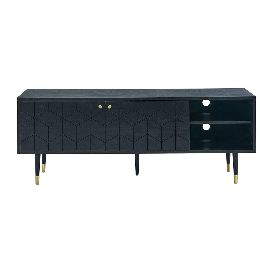 Vente-unique TV-Board Parioma in Schwarz und Goldfarben mit Eichenfurnier, Breite: 150 cm - Bild 2