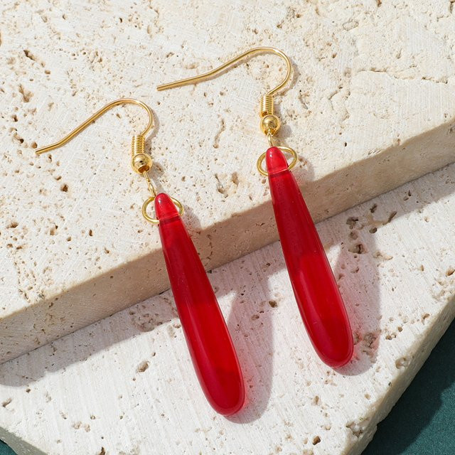 Ohrringe Red Water Droplet, Messing, Gold, Unisex - Bild 1