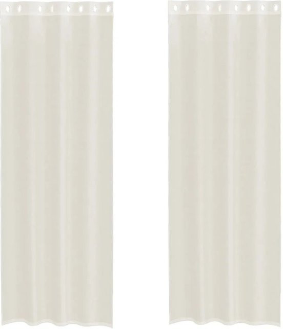 vidaXL Voile Vorhänge mit Ösen, 2er Set, Creme/Beige, B: 140 cm, H: 300 cm - Bild 1