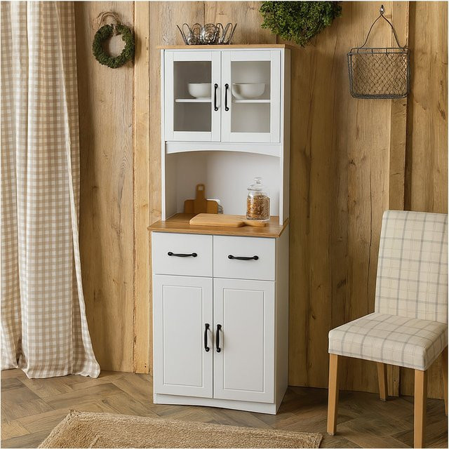 HTI-Living Küchenbuffet im Landhausstil mit Glastüren und Schubladen in Weiß - Bild 1