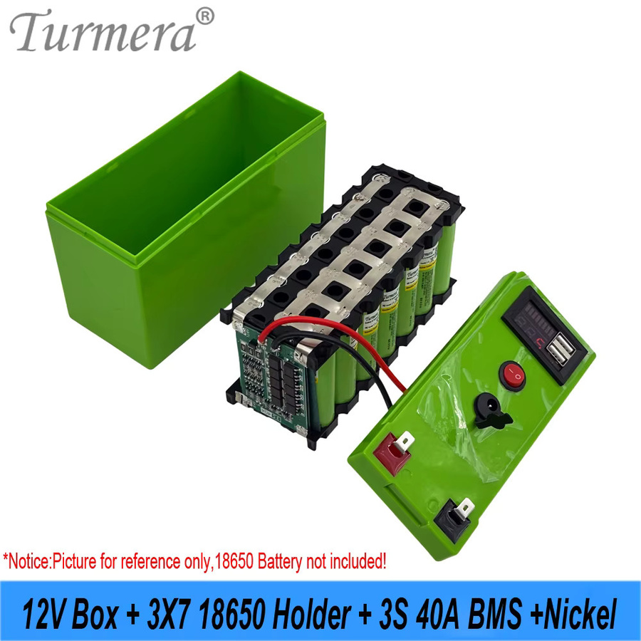 Turmera DIY 12V Batteriebox mit 3x7 18650 Halter, 40A BMS, Spannungsanzeige und Dual-Channel 2*USB 5V Power Bank - Bild 3