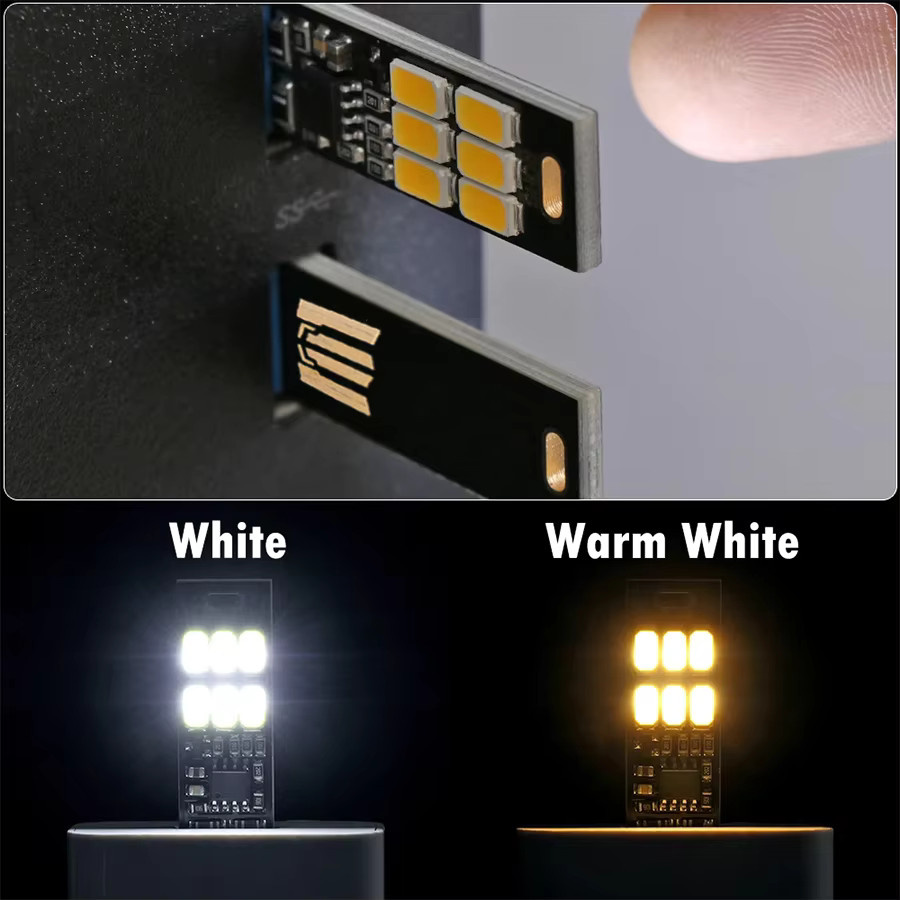 Tragbare Mini USB LED Nachtlicht mit 6 LEDs und Touch Sensor, dimmbar, Warmlicht für Laptop, Computer und Powerbank - Bild 2
