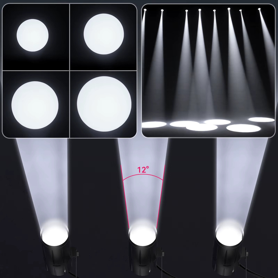 Yiflamefly Mini LED-Pinspot-Leuchten 15W Weiß mit Linsendesign für Bühnenbeleuchtung, DJ, Hochzeit und Party - Bild 3