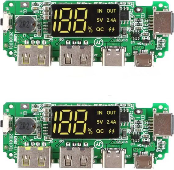 AOKIN 2er Set 18650 Lithium-Ionen Akku-Ladegerät mit Dual-USB-Anschluss, LCD-Digitalanzeige und Schutzfunktionen, Grün - Bild 1