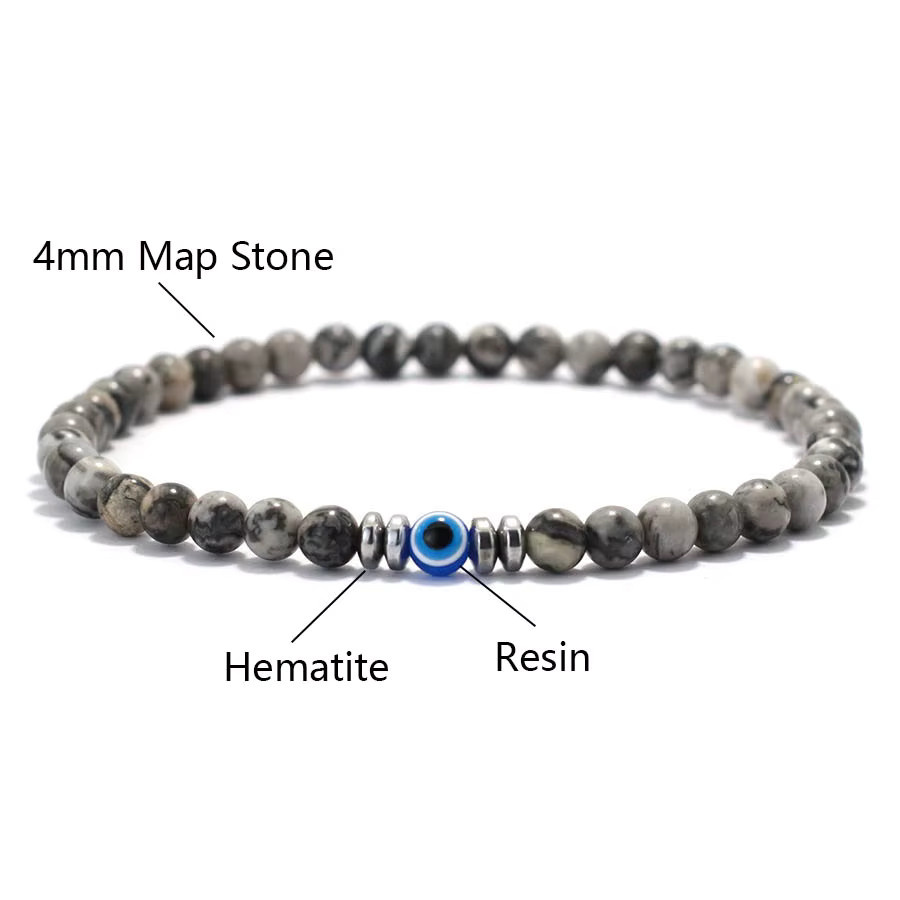 Armband Noter, Tigeraugen-Türkis, Perlen, 4 mm, Herren - Bild 2