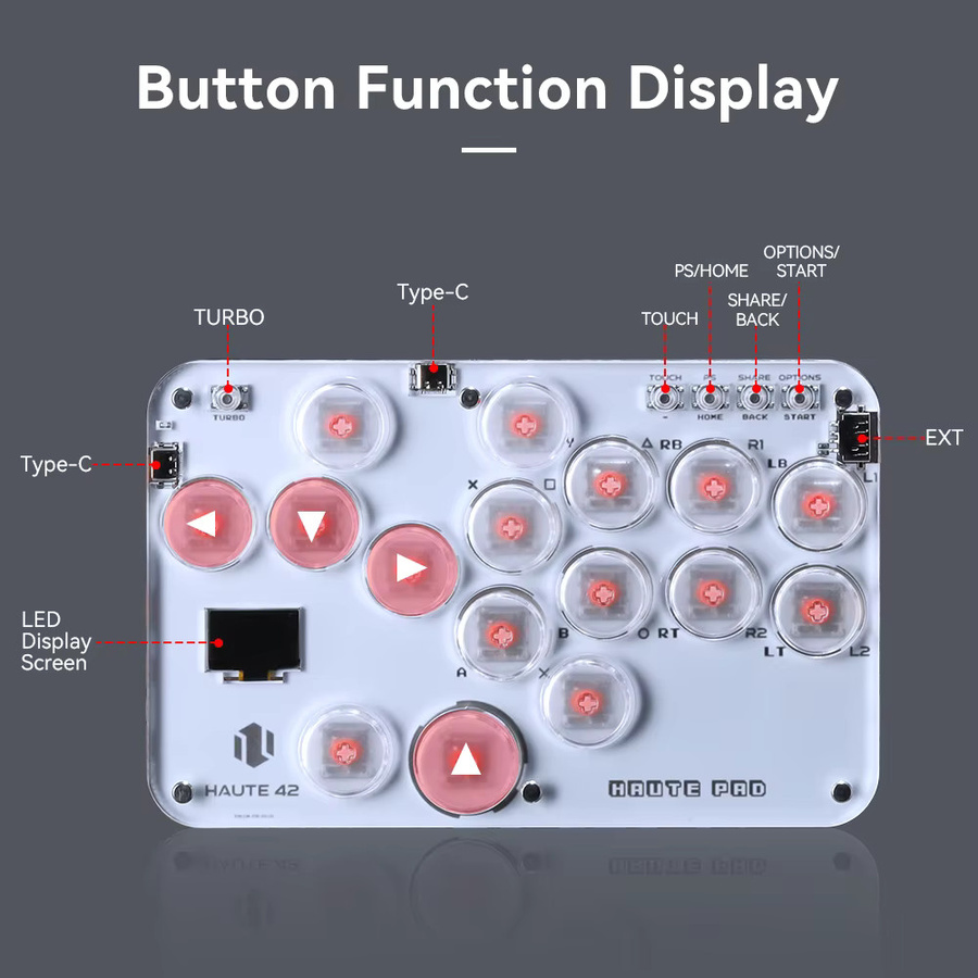 Haute42 Mini Hitbox Arcade Stick Controller für PS4, PS3, Switch und Steam zur Unterstützung von Fighting Games - Bild 3