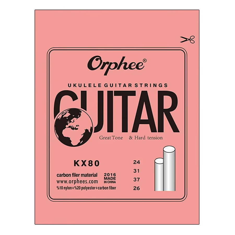 Orphee KX Serie Ukulele-Saiten für Hawaii-Gitarren, 4 Saiten, professionelle klare Nylon-Saiten mit Carbonfaser, Weiß - Bild 1