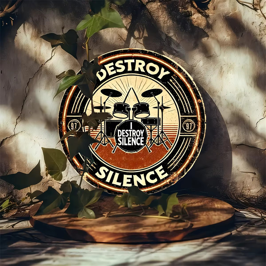 Potdemiel Vintage-Aluminiumschild Destroy the Silence in Multicolour, B/H: 19,81 x 19,81 cm - Bild 5