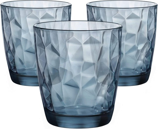 Bormioli Rocco Wassergläser Diamond in Blau, 3er-Set, 300 ml pro Glas - Bild 1