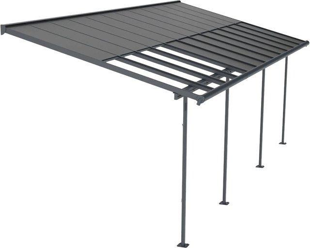Palram Canopia Terrassenüberdachung Sierra Cabrio in Grau mit Polycarbonat-Dach und Regenrinne, B: 7,39 m, T: 2,95 m - Bild 1