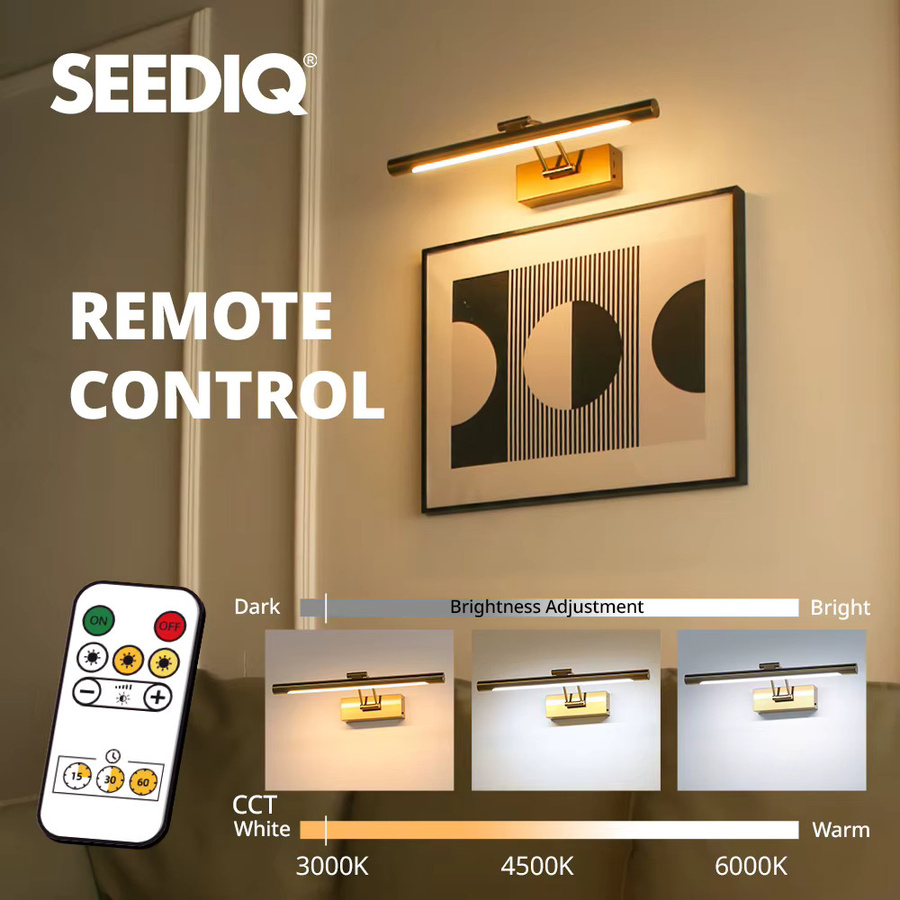 Seediq Wiederaufladbare LED-Wandleuchte in Gold/Messing mit Fernbedienung, Breite: 40 cm - Bild 2