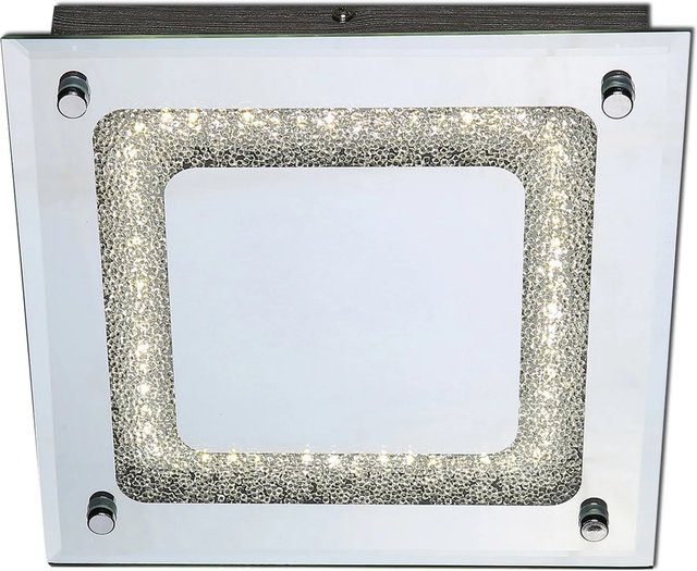 Näve LED-Deckenleuchte Thun in Chrom mit Glas und Kristall, B/T/H: 24 x 24 x 6 cm - Bild 1