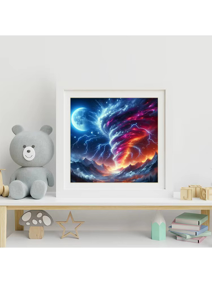 Evershine Diamantmalerei Tornado-Landschaft mit Mond als quadratische Strass-Stickerei in Multicolour - Bild 3