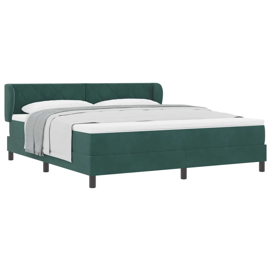 vidaXL Boxspringbett mit Matratze in Dunkelgrün aus Samt, B/T/H: 180 x 200 x 185 cm - Bild 2
