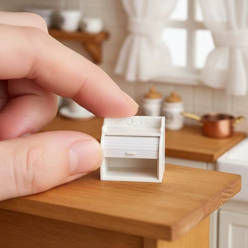 Miniatur-Brotvitrine von ouhoe in Weiß als Ornament für Puppenhäuser im Maßstab 1/12 - Bild 2