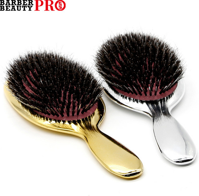 Haarbürste Wildschweinborsten Oval, Gold und Silber, Unisex - Bild 1