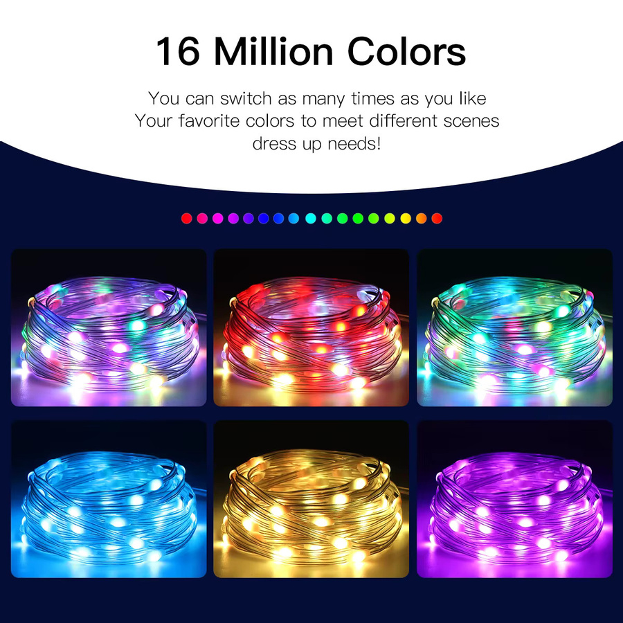 CHNAITEKE RGBIC LED Lichterkette mit Bluetooth App-Steuerung und Fernbedienung, USB-betrieben, Multicolour, für Weihnachten und Festivals - Bild 3