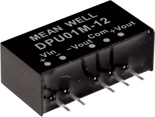 Mean Well DPU01L-12 DC/DC-Wandlermodul in Schwarz mit 2 Ausgängen, 42mA und 1W - Bild 1