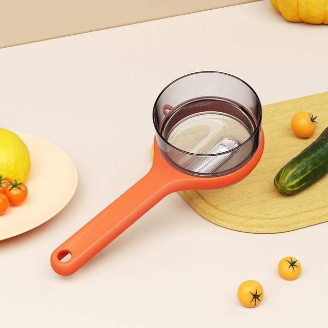 Elberta Obst- und Gemüseschäler in Orange mit Julienne-Funktion als vielseitige Reibe für Kartoffeln, Gurken und Karotten - Bild 1