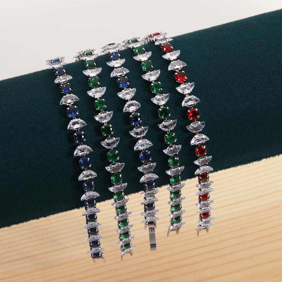 YUYAN Armband, Silber, Kristall, Damen, Geometrische Quadrat - Bild 3
