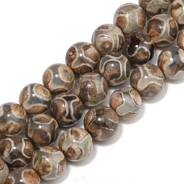 TANANTA Perlen Naturstein Fußball Tibetischen Dzi Achate, 8mm, Runde Spacer - Bild 1