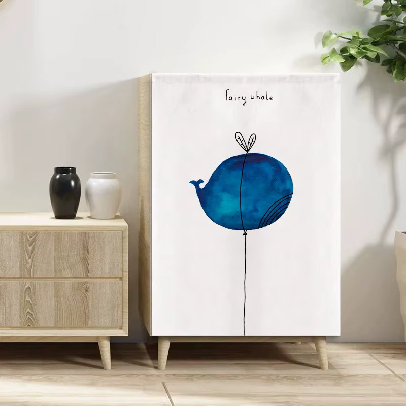 VIKAMA Minimalistischer Klettverschluss-Vorhang im nordischen Stil, staubdicht und blickdicht, Farbe: Weiß, Breite: 70,0 cm, Höhe: 40,0 cm - Bild 2