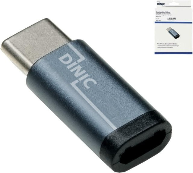 DINIC USB-Adapter USB-C Stecker auf Micro-USB Buchse, Grau - Bild 1