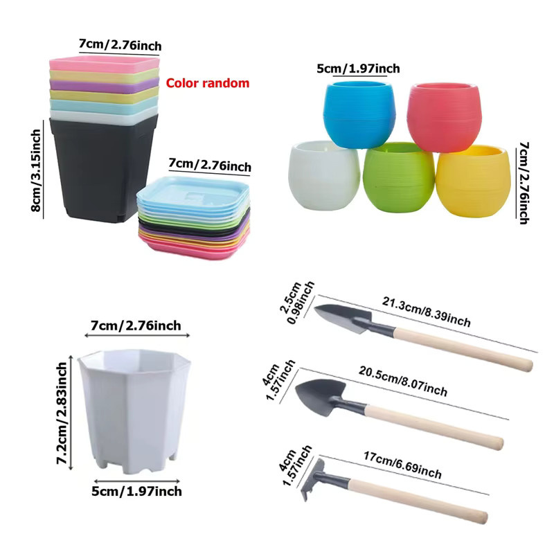 Blumentopf Set von IFITU PUBO aus Kunststoff in Grün und Multicolour für Sukkulenten und Zimmerpflanzen - Bild 2
