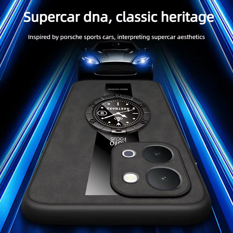 Luxus Schafslederhülle für Motorola Moto G67 G57 Power G86 G56 G66J/Y Edge 70 Fusion Plus 60 Pro Neo mit magnetischem Ringhalter in Braun - Bild 2