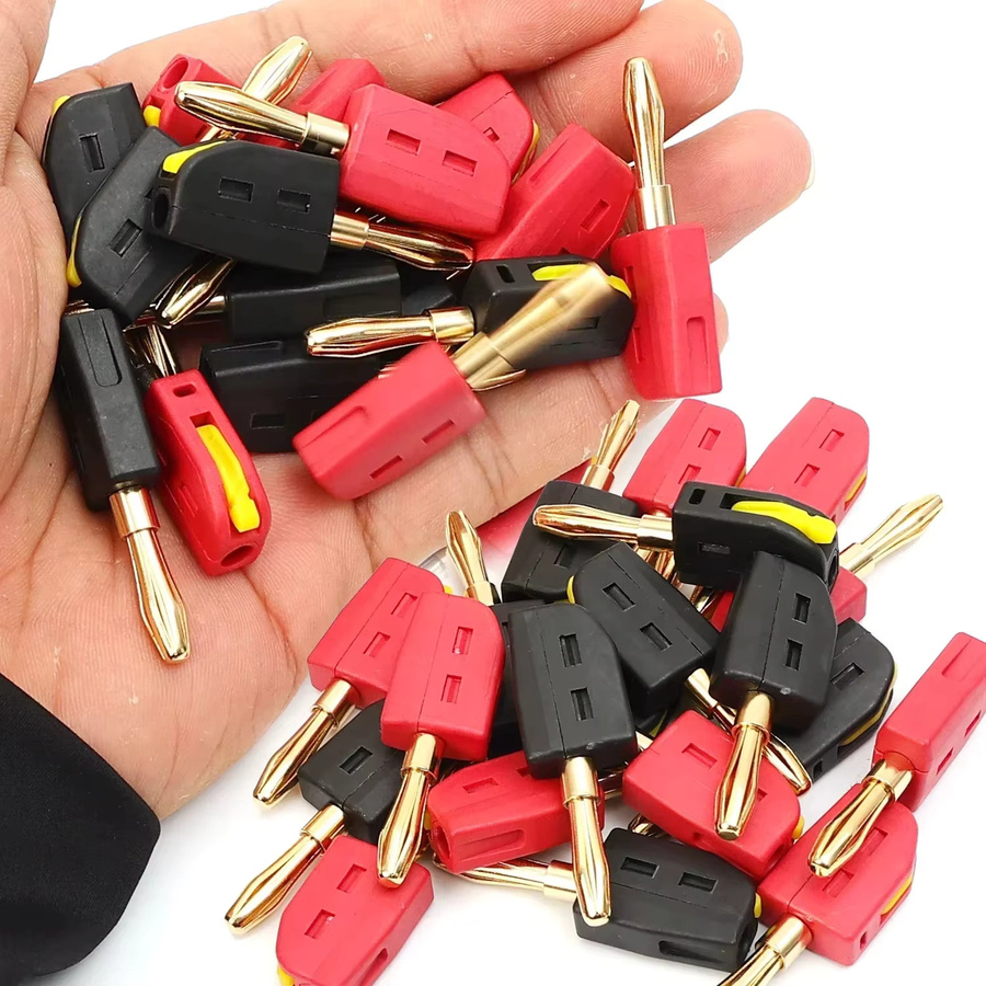 Vergoldete 32A 4mm Bananenstecker als lötfreie Schnellverbindung für Audio-Lautsprecher und Verstärker in Rot und Schwarz - Bild 3