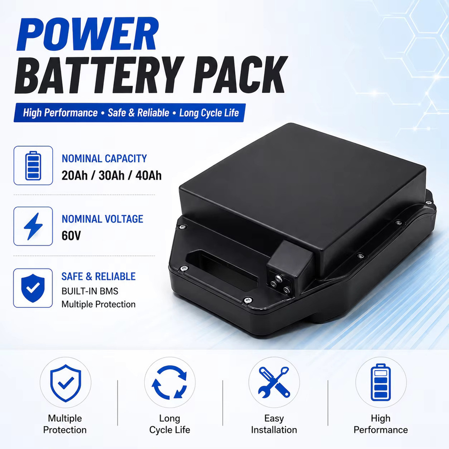 Ddadache Wasserdichter 60V 30Ah Lithium-Ionen Akku für Elektromotorrad mit 18650 Zellen in Schwarz - Bild 1