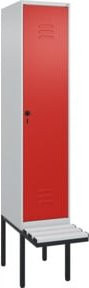 C+P Spind Classic PLUS Garderobenschrank mit Sitzbank, 1 Abteil, Lichtgrau, B/T/H: 212,0 x 40,0 x 81,5 cm - Bild 1