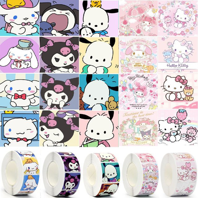 Sanrio Cartoon Aufkleber Set mit Kuromi, My Melody und Hello Kitty in Multicolour für Laptop, Notebook und Telefon, 500 Stück - Bild 1