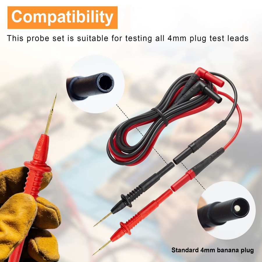 ZIBOO ZB-T17 Ultrascharfe Testsonde Multimeter-Messgerät-Testnadel Prüfspitze 1000V 10A in Rot - Bild 4
