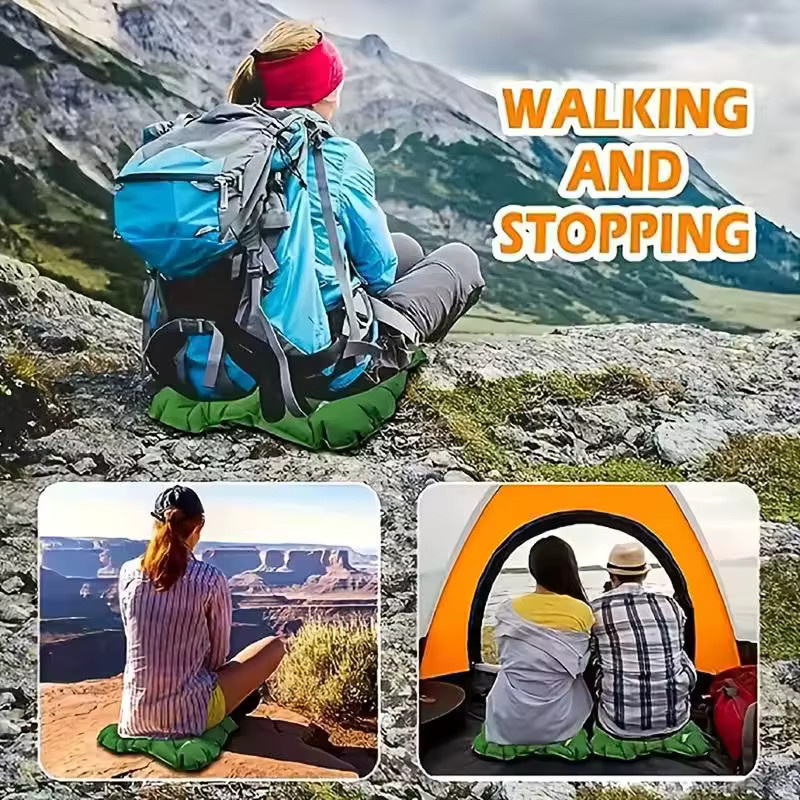 Tragbares aufblasbares Outdoor-Sitzkissen in Grün, feuchtigkeitsbeständige Sitzunterlage für Camping und Reisen - Bild 5
