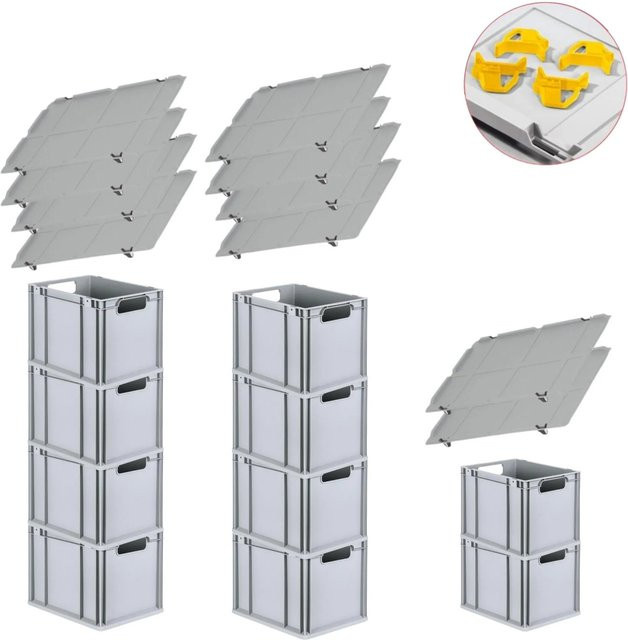 PROREGAL Spar Set mit 10x Eurobox Nextgen Economy in Gelb inklusive Auflagedeckel und 4x Schiebeschnappverschlüssen, H x B x T: 32 x 30 x 40 cm, 30 Liter - Bild 1