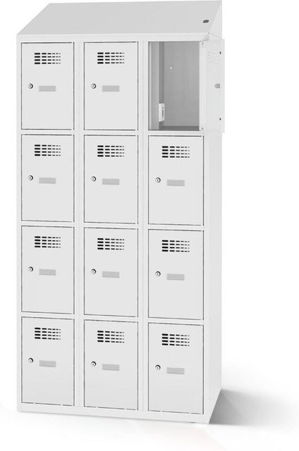 rotstahl Fächerschrank mit Ladefunktion und 12 Fächern in Hellgrau, B: 90 cm, H: 200 cm - Bild 1