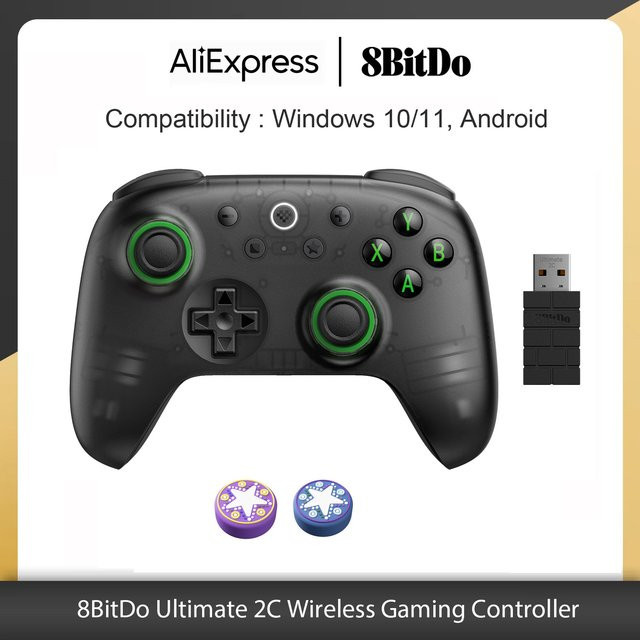 8BitDo Ultimate 2C Wireless Gaming Controller mit Hall-Effekt-Joystick für Windows und Android, Transparent Black Edition - Bild 1