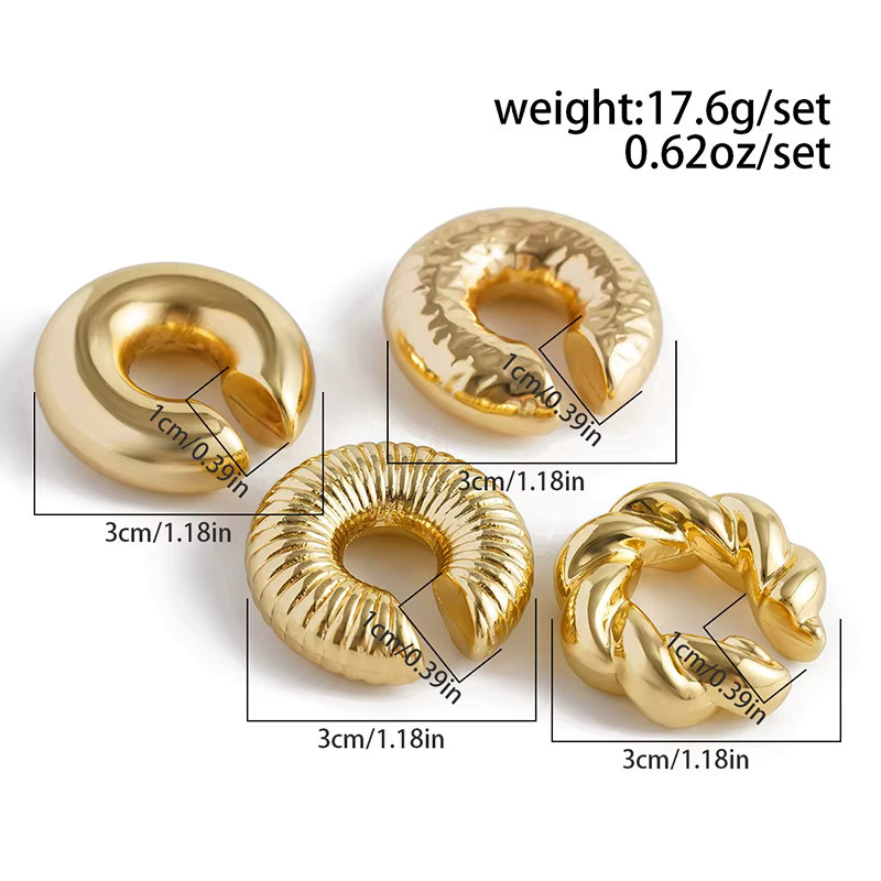 EMKNTA Ohrclips, 4-teilig, Acryl, Gold und Silberfarben, Damen - Bild 4