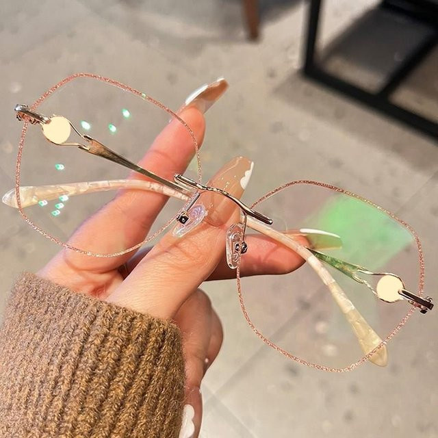 MDOD Korrektionsbrille, randlos, rund, Metall, Anti-Blaulicht - Bild 1