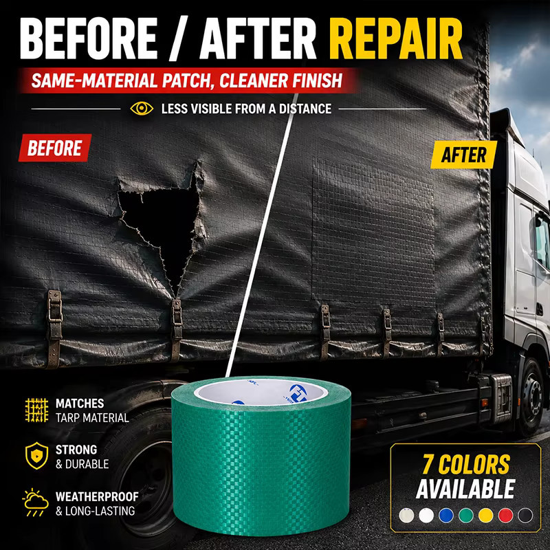 FEITE TAPE Hochbelastbares Planenreparaturband in Schwarz als wasserdichtes Klebeband-Patch für LKW-Abdeckungen und Zeltreparaturen - Bild 4