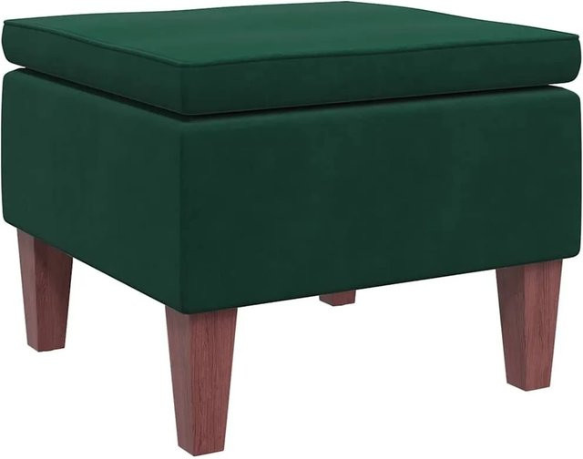vidaXL Hocker mit Samtbezug und Holzbeinen in Dunkelgrün B/T/H: 42 x 42 x 52 cm - Bild 1