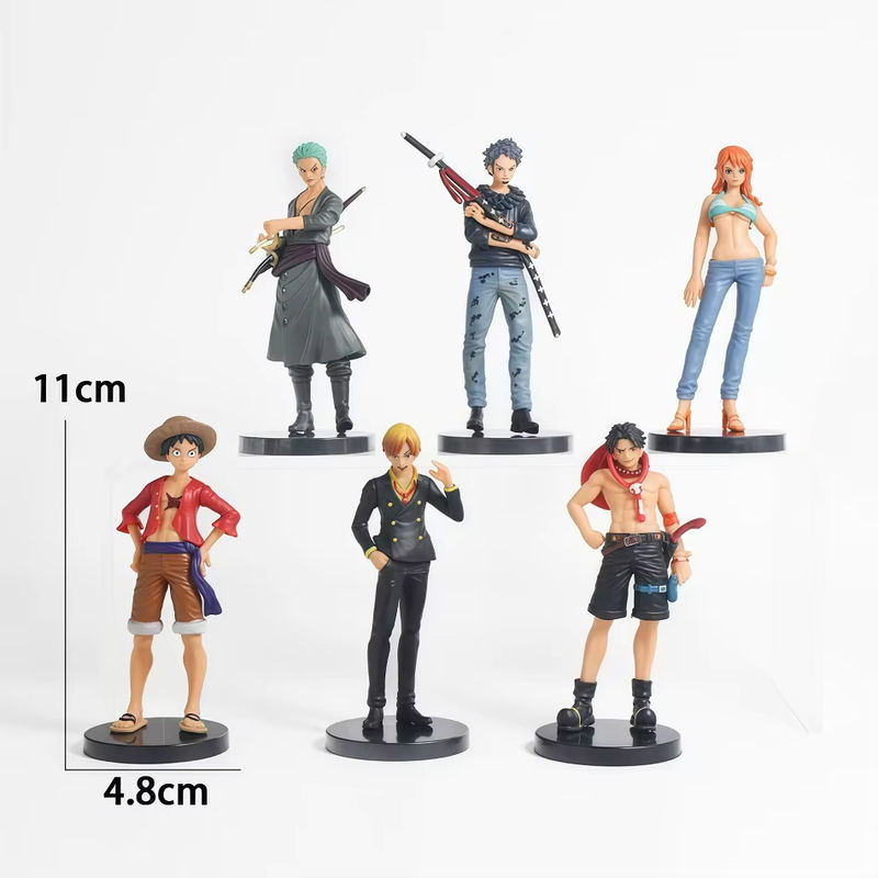 6er Set One Piece Anime Figuren von Bandai mit Monkey D. Luffy, Roronoa Zoro und Sanji als PVC Action-Modelle in Mehrfarbig - Bild 2