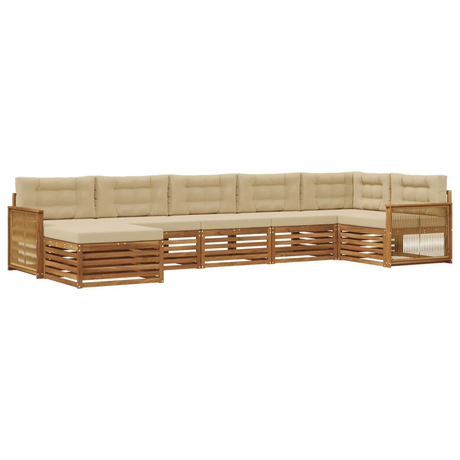 vidaXL Outdoor-Sofagarnitur aus Massivholz Akazie mit 7 Kissen in Natur und Beige - Bild 2