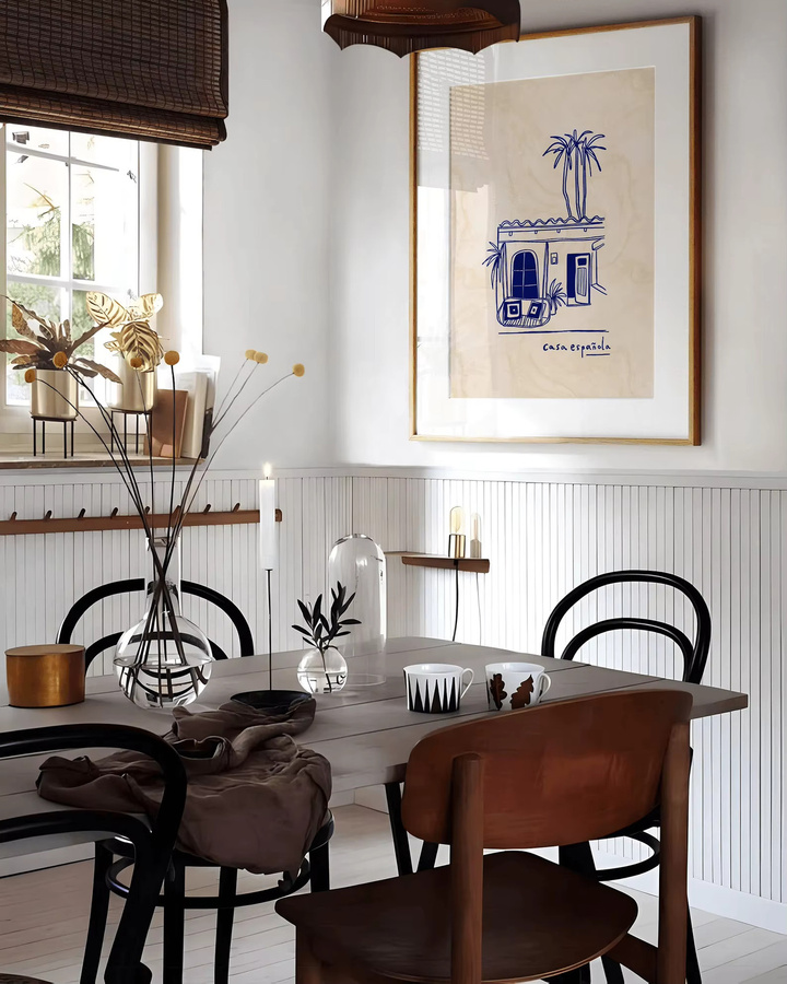 SHENCHEN Retro Wandkunst Casa Espanol in Blau, Spanisches Haus Sommer-Ästhetik als ungerahmter Kunstdruck auf Papier - Bild 3