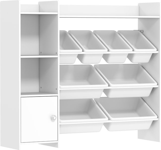 Aosom Spielzeugaufbewahrung für Kinder mit 8 abnehmbaren Boxen, weißes Aufbewahrungsmöbel für Kinderzimmer und Spielzimmer - Bild 1