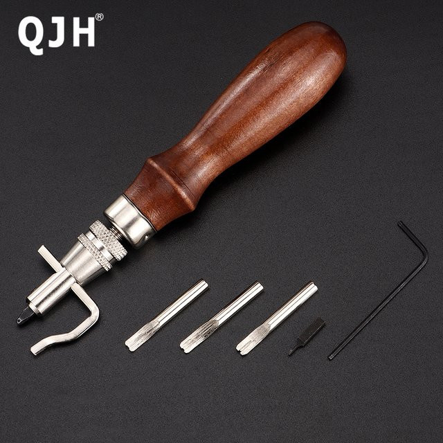 QJH 7-in-1 Leder-Schlitzwerkzeug professioneller manueller Kantenschneider und multifunktionales Bastelwerkzeug - Bild 1