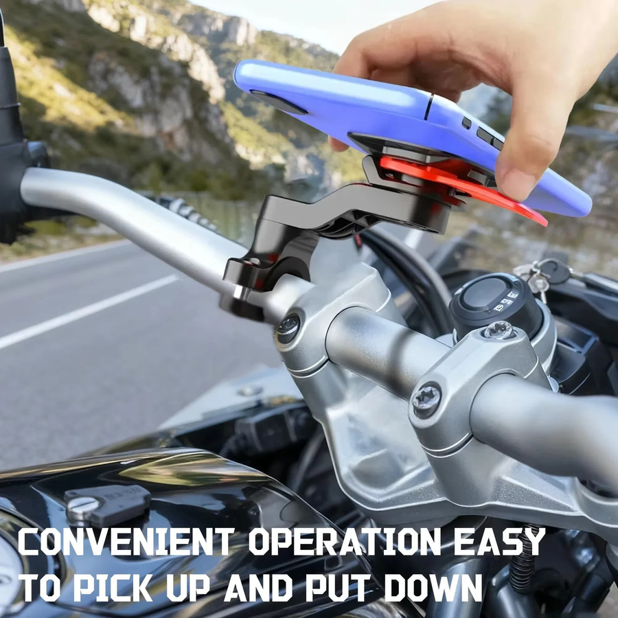 RUBINZHI Motorrad-Handyhalterung Schwarz, verstellbare und 360 Grad drehbare Lenkerhalterung für iPhone und Samsung - Bild 3