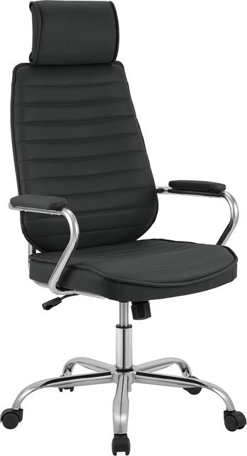 CLP Bürostuhl Rako ergonomisch in Schwarz aus Kunstleder mit Kopfstütze und gepolsterten Armlehnen - Bild 1