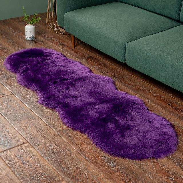 Yiran Furniture Kunstfell-Flauschteppich in Lila, moderner Langhaarteppich für Wohnzimmer und Schlafzimmer, B/T: 60 x 160 cm - Bild 1